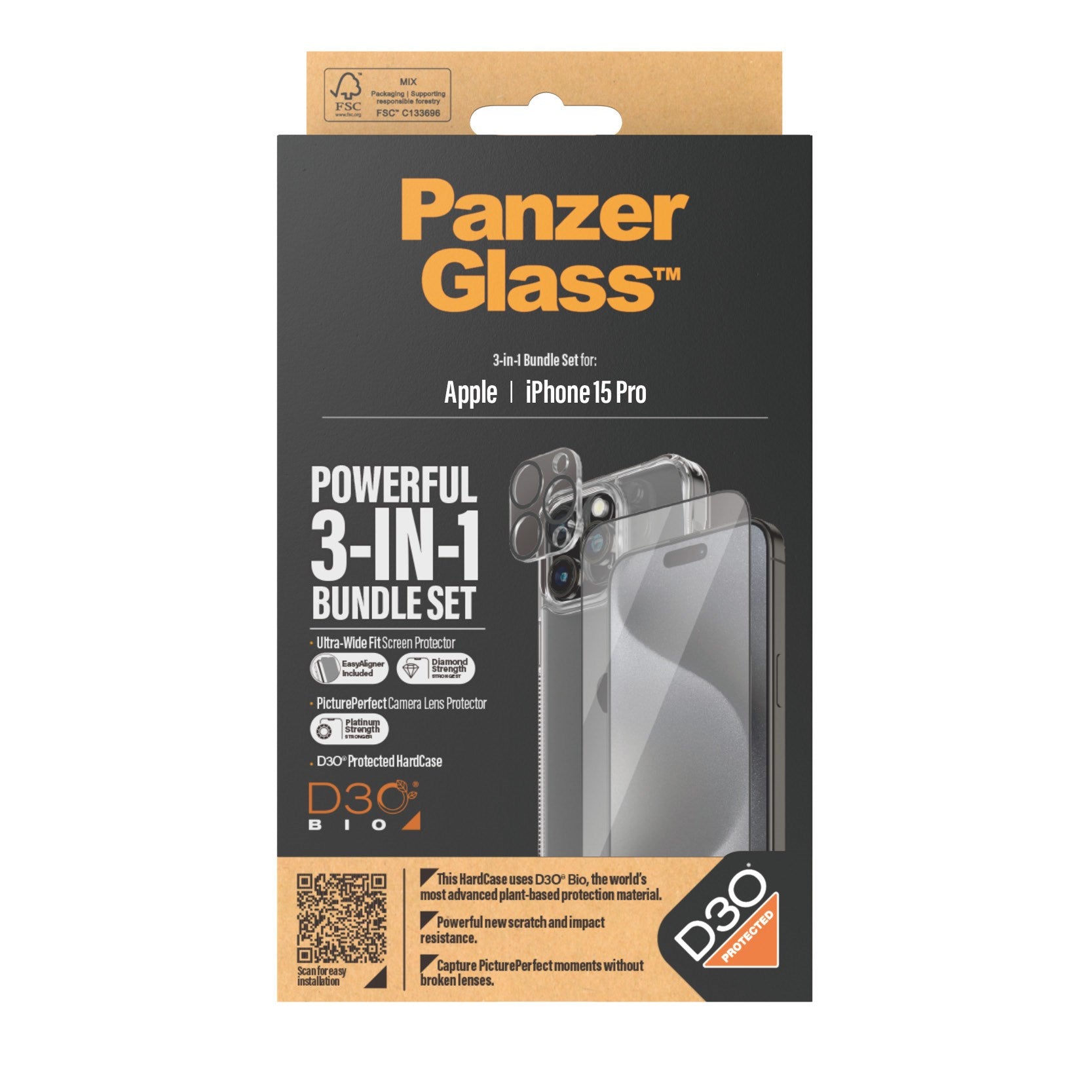 PanzerGlass® 3-in-1 Pack iPhone 15 Pro